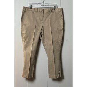 Lands End Women's Khaki Chino Pants Mid Rise Straight Leg Tan Petite Size 16P